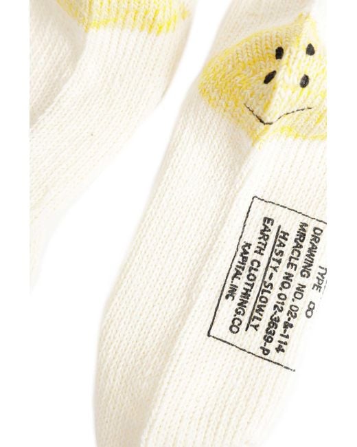 Kapital White Rainboy Happy Heel Socks for men