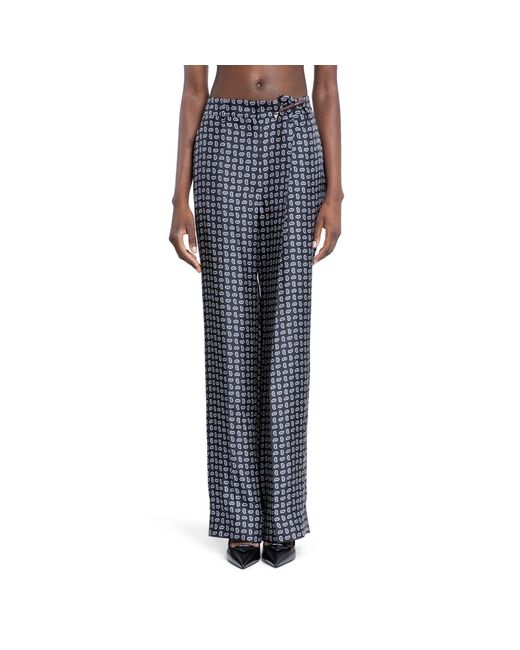 Prada Blue Paisley Silk Trousers