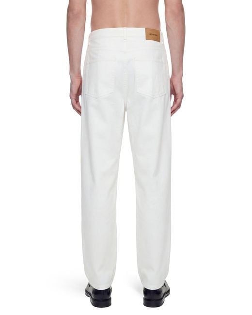 Hed Mayner White Pleated Denim Pants for men