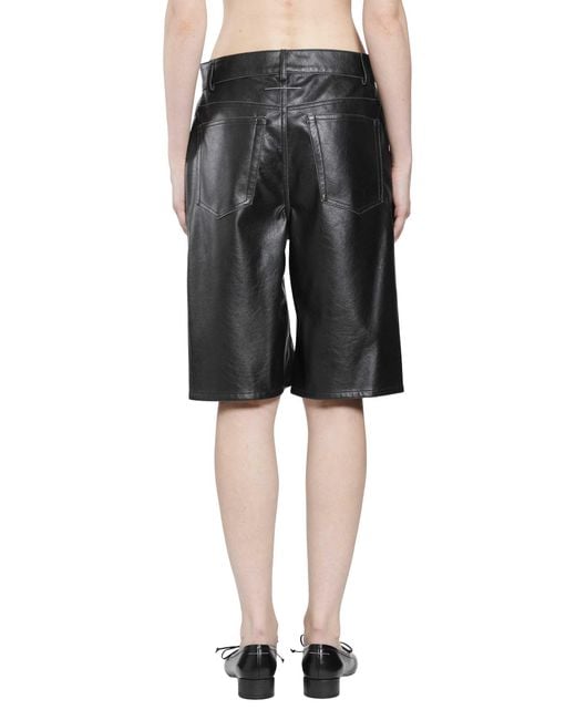 MM6 by Maison Margiela Black Leather-Effect Bermuda Shorts