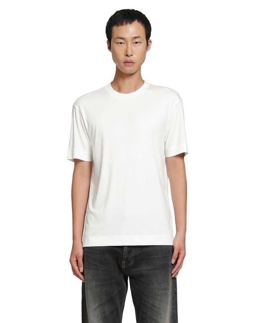 Emporio Armani White Stretch Silk Modal T-Shirt for men