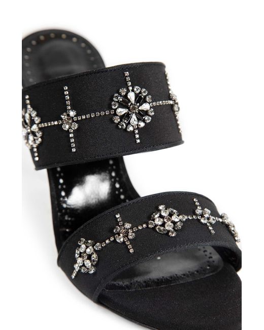 Manolo Blahnik Black Ralota Crystal Pumps