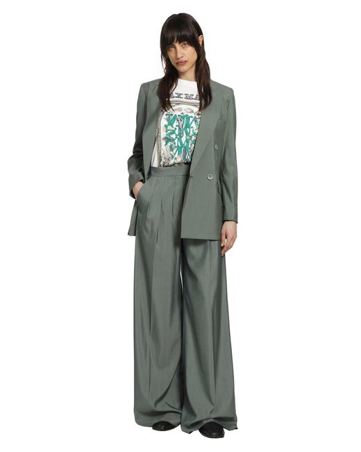 Max Mara Green Double-Breasted Wool And Silk Blazer