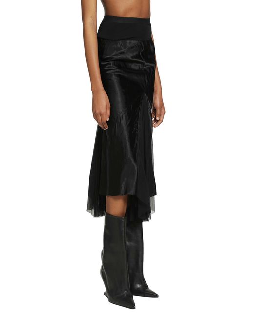 Rick Owens Black Temple A-Line Bias Skirt