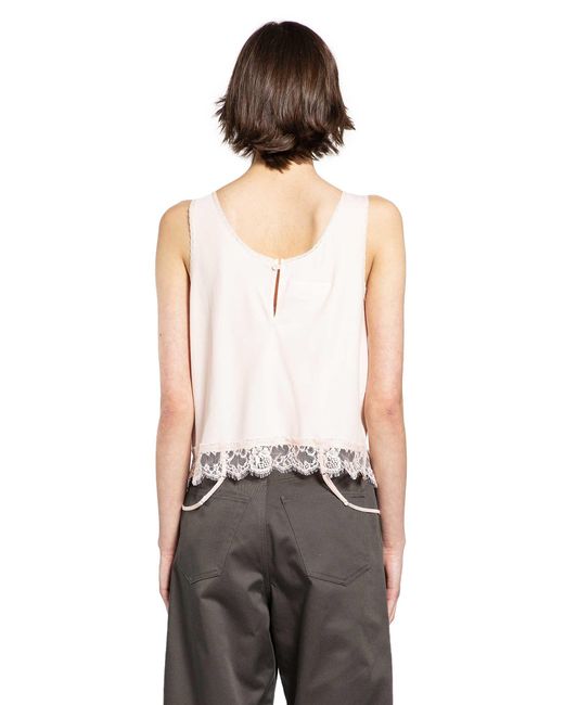 MM6 by Maison Margiela White Mirrored Lace Slip Top