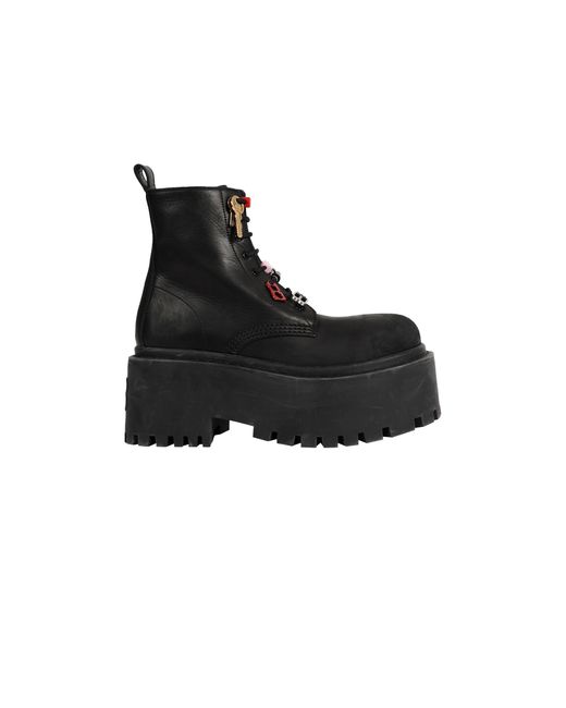 Balenciaga Black Strike Platform Booties With Charms