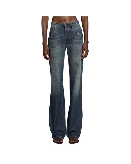 Gucci Blue Cotton Denim Pants With Horsebit