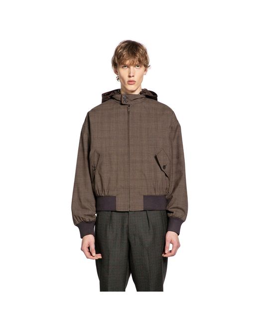 Prada Brown Hooded Wool Jacket for men