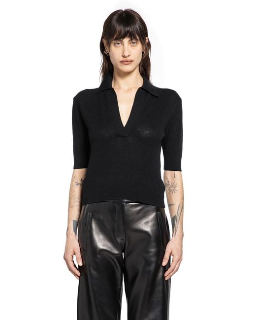 Khaite Black Shrunken Jo Knit Polo