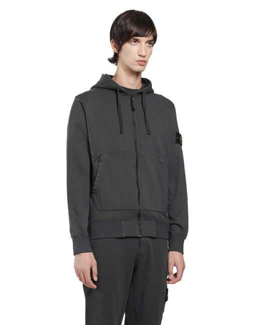 Stone Island Black 6100061 Zip-Up Hoodie for men