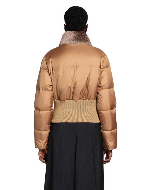 Fendi Gray Nylon And Shearling Down Jacket