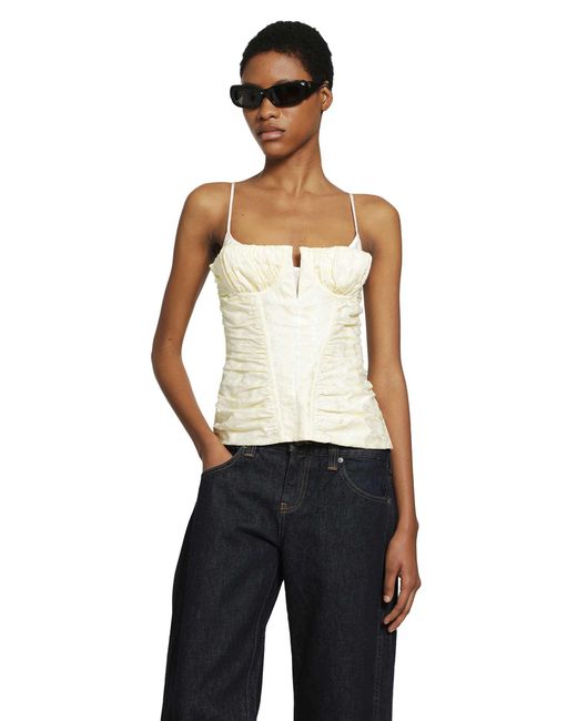 McQueen White Floral Jacquard Corset