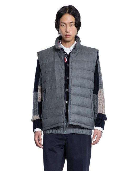Thom Browne Blue Down Filled Super 120's Twill Ski Vest for men