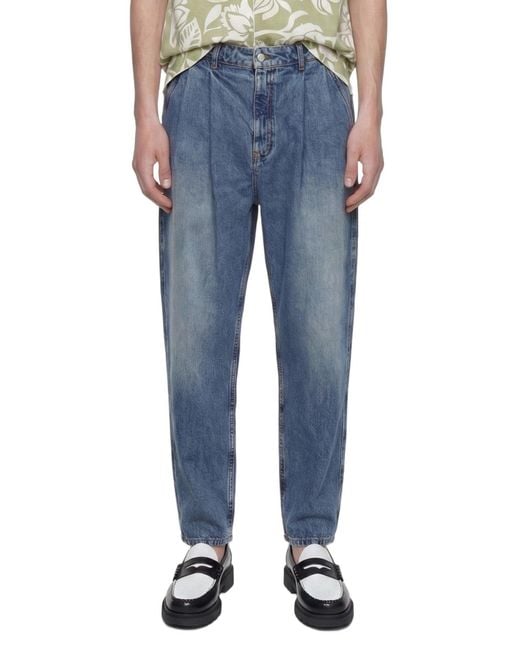 Hed Mayner Blue Pleated Denim Pants for men