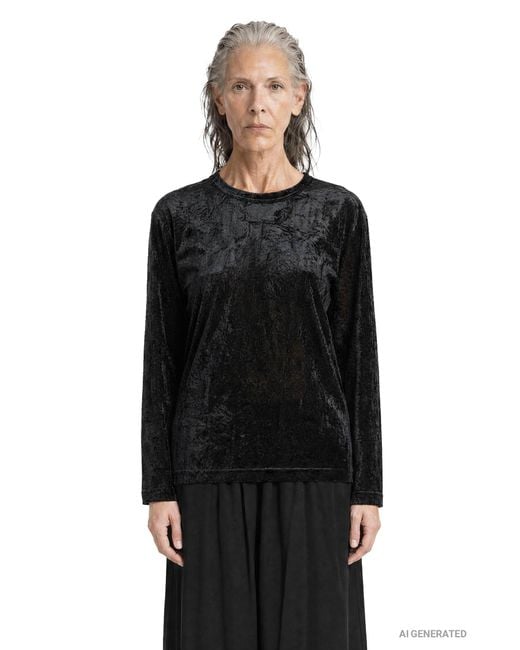 Comme des Garçons Black Coated Lace Long Sleeve Top