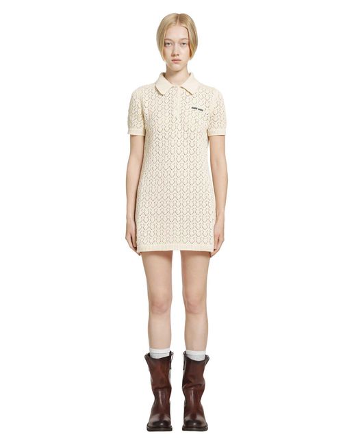 Miu Miu White Cotton Polo Mini Dress