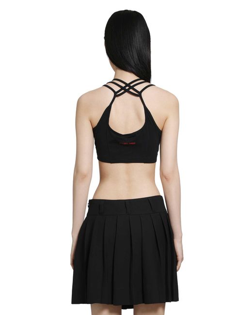 44 Label Group Black Embroidered Cotton Top