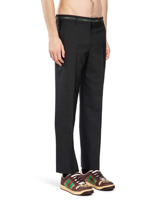 Gucci Black Wool Straight Leg Pants for men