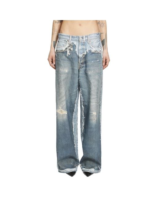 Acne Blue Trompe L'Oeil Baggy Jeans