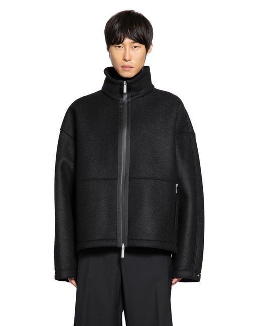 Laminar Black Felt Zip-Up Jacket for men