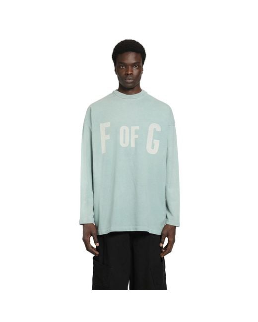 Fear Of God Blue Printed Long Sleeve Tee for men