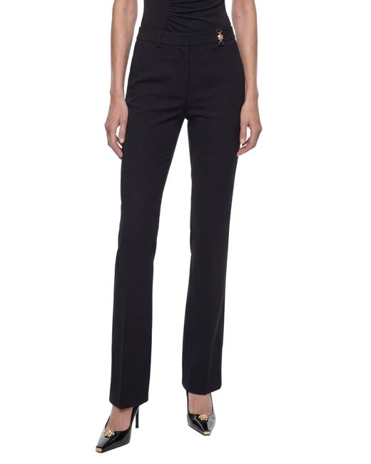 Versace Black Flared Stretch Wool Trousers
