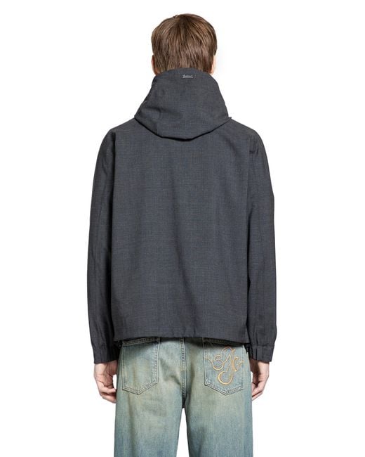 Laminar Black Wool Touch Hooded Jacket for men