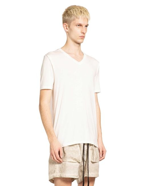 Thom Krom White Stretch Modal Silk V-Neck T-Shirt for men