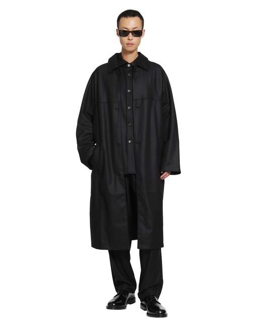 ROSE BURRITO Black Wool Flannel Coat for men