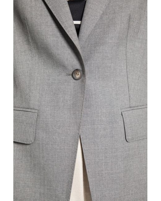 Max Mara Gray Single-Breasted Wollen Cloth Blazer
