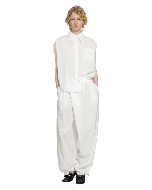 Marni White Cotton Poplin Drawstring Trousers