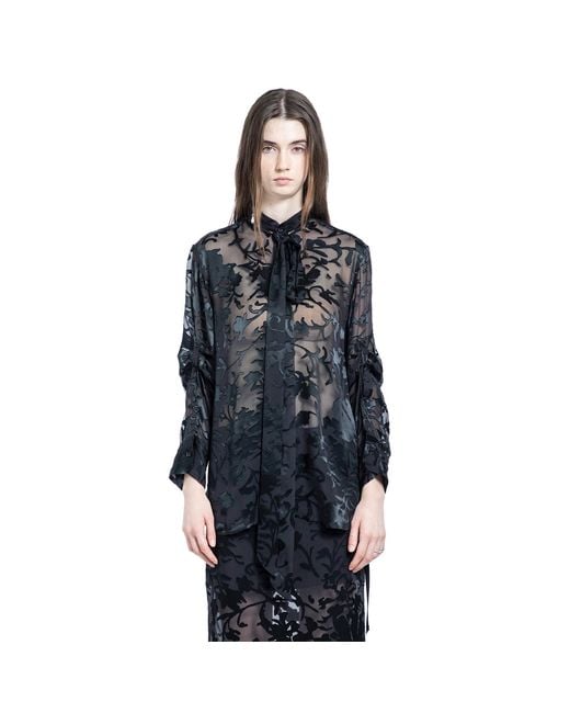 Ann Demeulemeester Blue Dien Standard Collar Long Shirt With Foulard