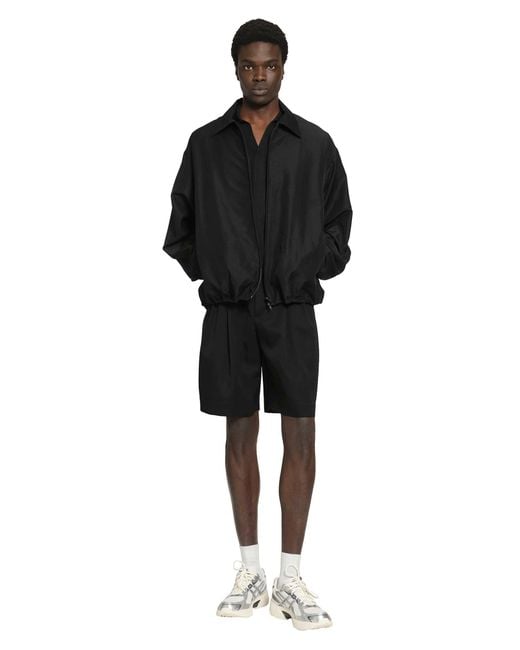 Ssstein Black Wool Silk Collared Zip Jacket for men