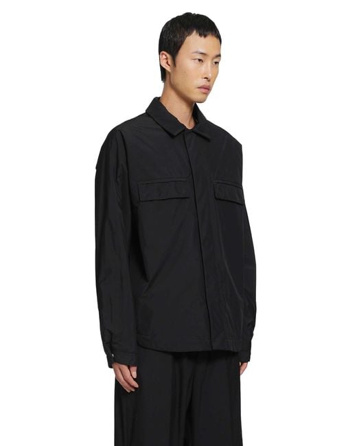 Laminar Black Coated Nylon Overshirt for men