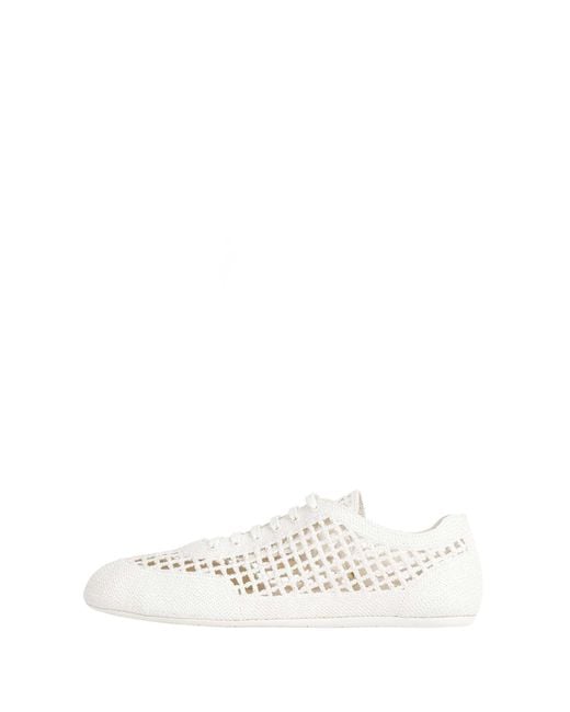 Prada White Collapse Crochet Laced Sneakers