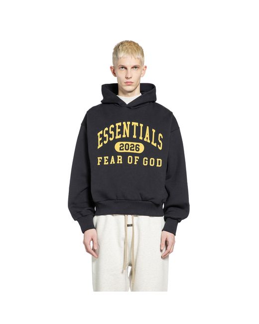Fear Of God Black Essentials Classic Fleece Hoodie for men