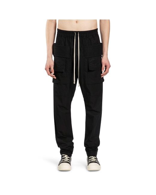 Rick Owens Black Temple Creatch Cargo Drawstring for men