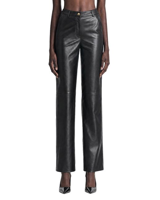 Max Mara Black Nappa Leather Barrel-Leg Trousers