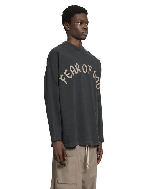 Fear Of God Black Printed Long Sleeve Tee for men