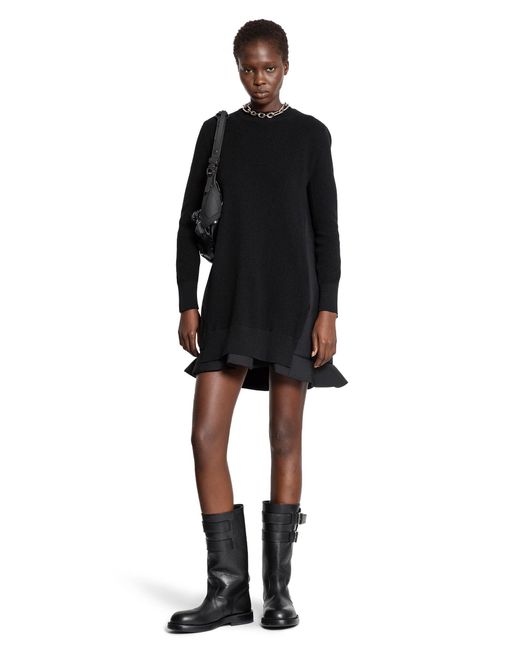 Sacai Women's Black Suiting Mix Knit Dress