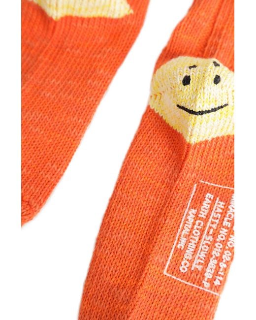 Kapital Red Rainbowy Happy Heel Socks for men