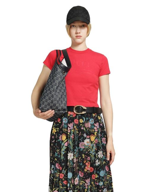 Gucci Red Interlocking G Cropped T-Shirt