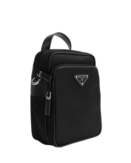 Prada Black Re-Nylon And Saffiano Leather Shoulder Bag for men