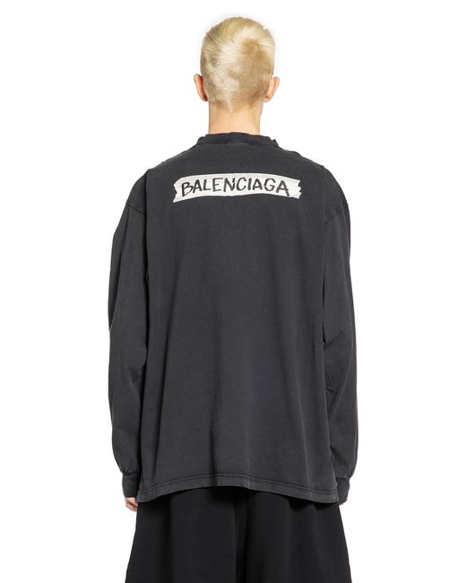 Balenciaga Black Masking Tape Long Sleeve T-Shirt for men
