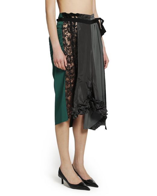 Prada Black Technical Taffeta Patchwork Skirt