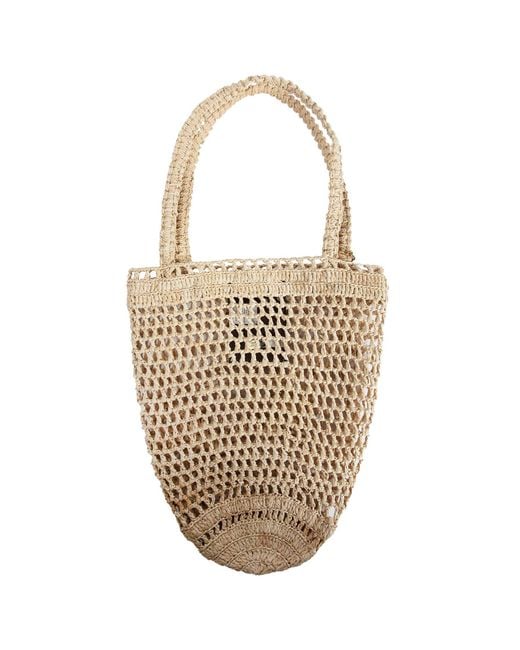 Chloé White Small Summer Banana Tote Bag In Raffia