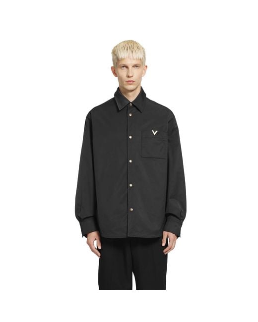 Valentino Black Vgold Nylon Shirt Jacket for men