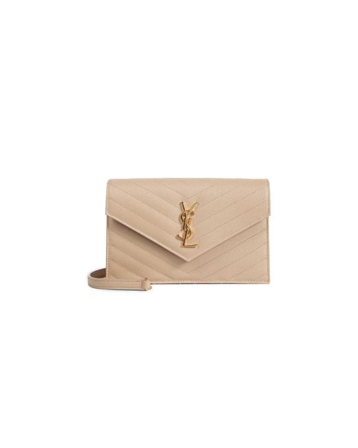 Saint Laurent Natural Cassandre Envelope Chain Wallet