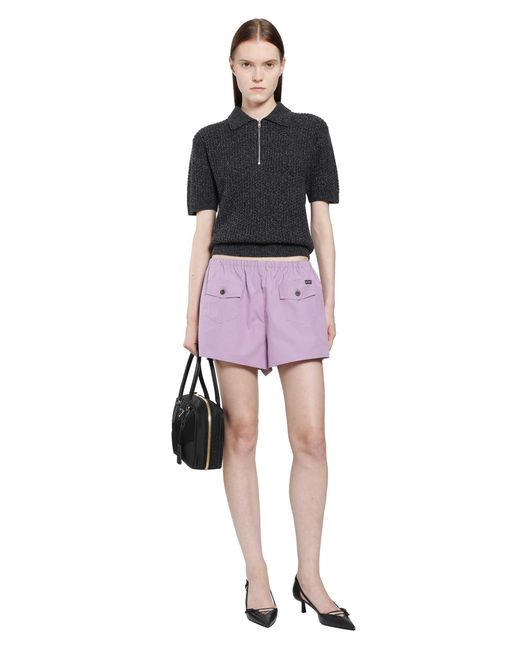Prada Purple Cotton Poplin Mini Shorts