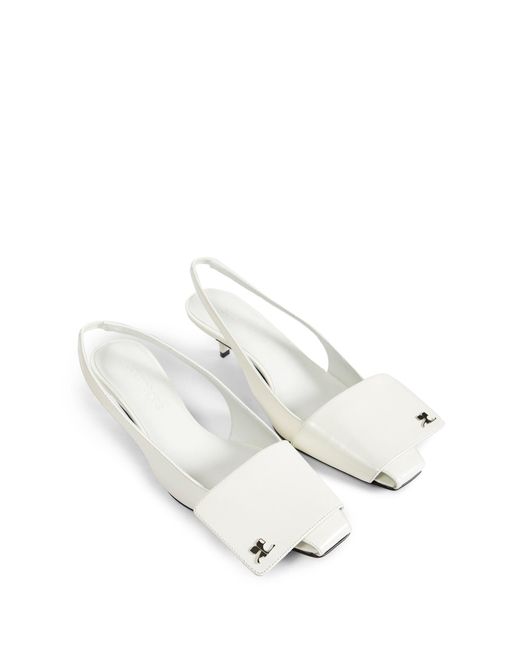 Courreges White Fold Iced Slingbacks